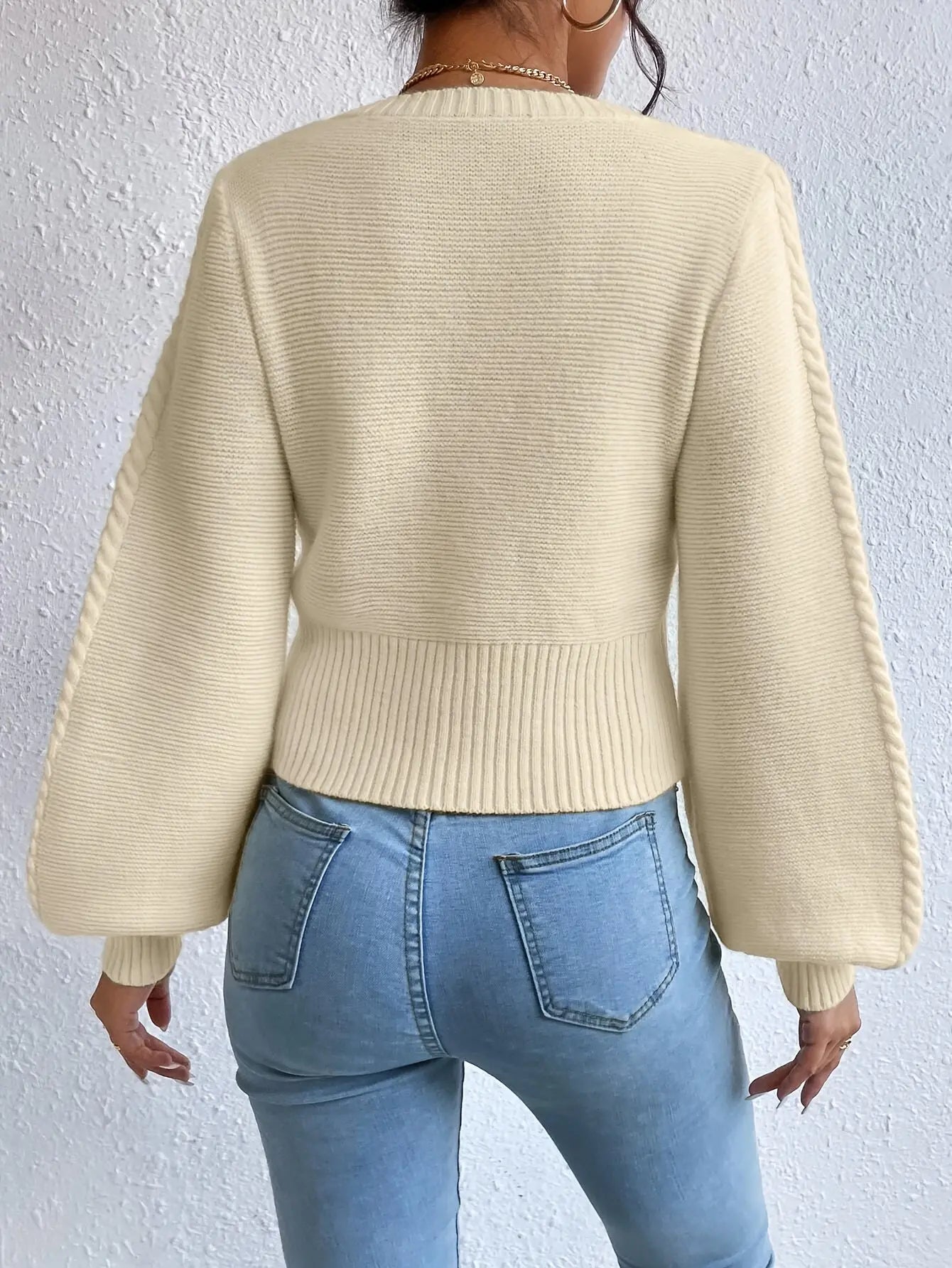 Cozy Cable Knit Square Neck Sweater - Pullovers - Soft, Casual Long Sleeve Pullover Sweater for Fall & Winter, Women's Clothing, Perfect for Daily Wear, Outdoor Activities, and Gift Ideas Classicenvision