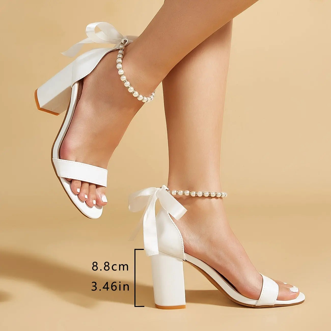 Faux Pearl Strap Heels - Classicenvision