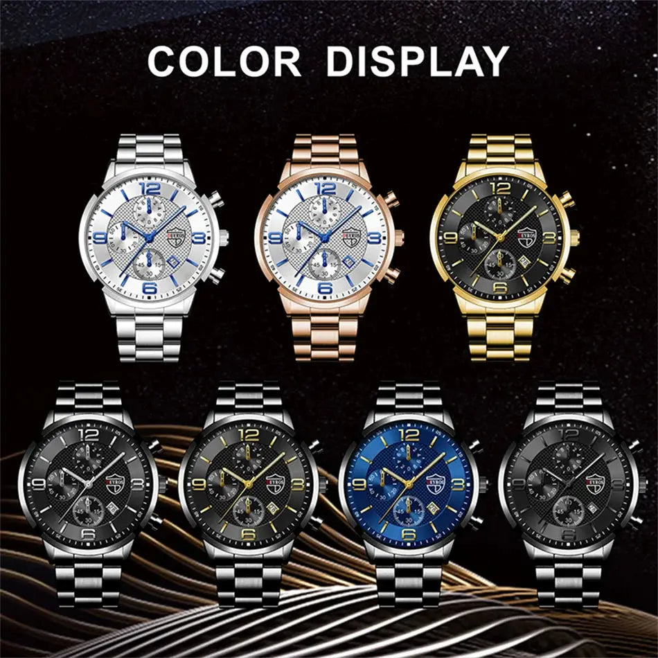 reloj hombre Luxury Business Men Watchs Stainless Steel Quartz WristWatch Male Leather Calendar Luminous Clock relogio masculino Classicenvision