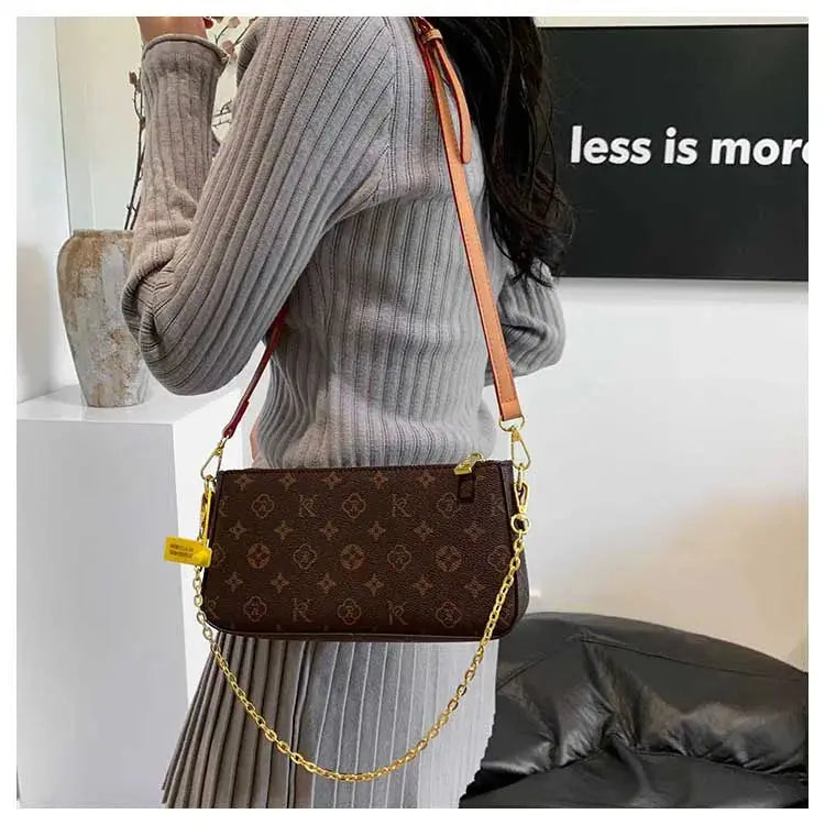 Classic Solid Color Ladies Purses And Handbags Light Luxury Design 2024 Chain Shoulder Bag Letter Element Women's Crossbody Bag Classicenvision