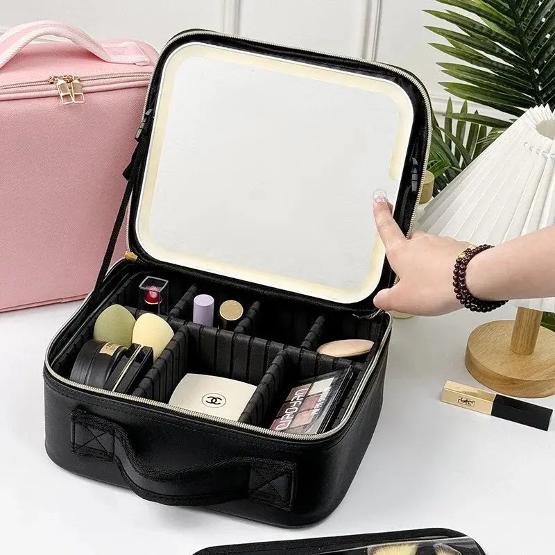 LED Cosmetic Case with Lights and Mirror Cosmetic Bag Large Capacity Premium Feeling Cosmetic Bag Luxury makeup bag Classicenvision