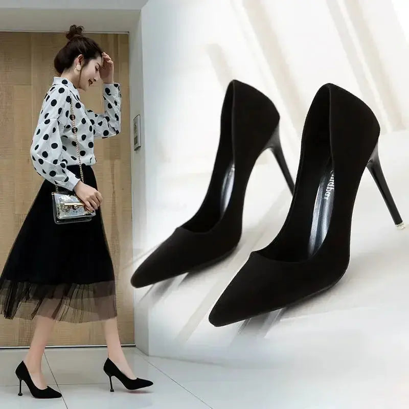 Women Shoes 2024 New Women Pumps Suede High Heels Shoes Fashion Office Stiletto Party Shoes Female Comfort Women Heels Classicenvision