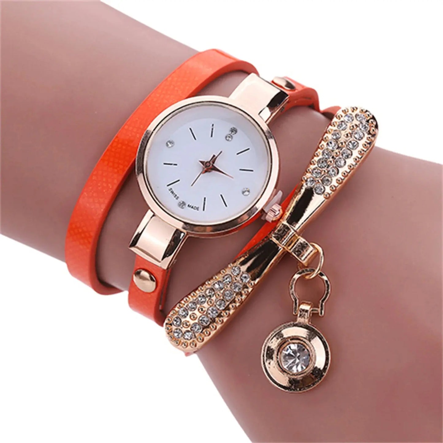 Women watch Fashion Multilayer Rhinestone Round Pendant Quartz Bracelet Wrist Watch montre femme Ladies Dress Watches Gif Classicenvision