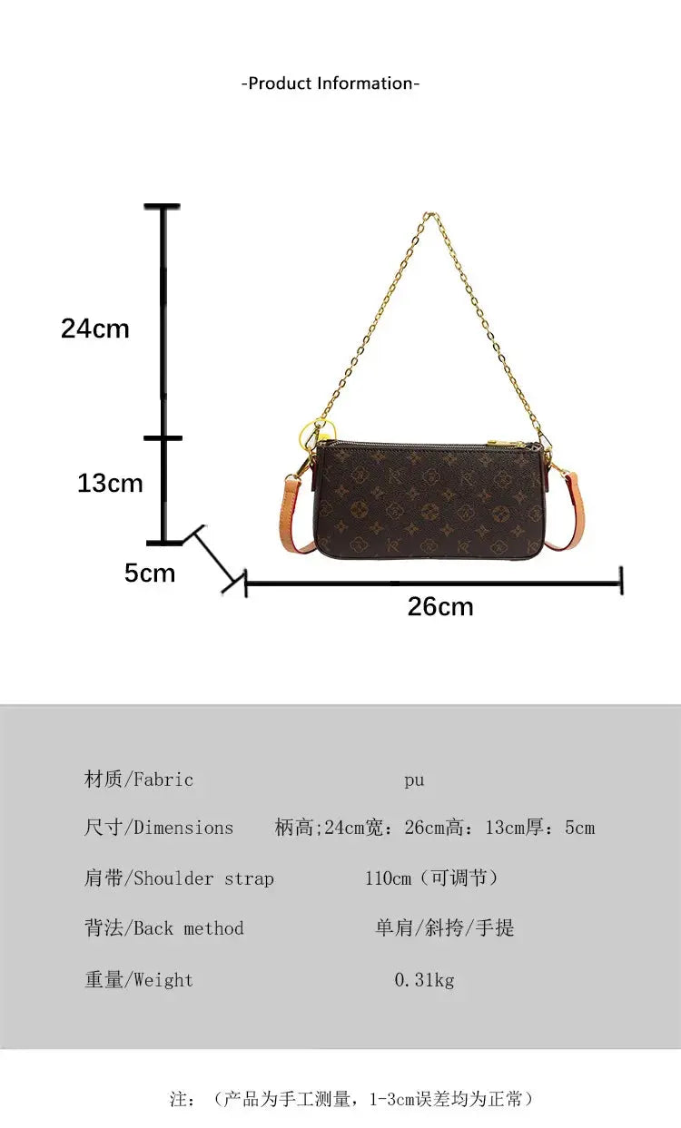 Classic Solid Color Ladies Purses And Handbags Light Luxury Design 2024 Chain Shoulder Bag Letter Element Women's Crossbody Bag Classicenvision