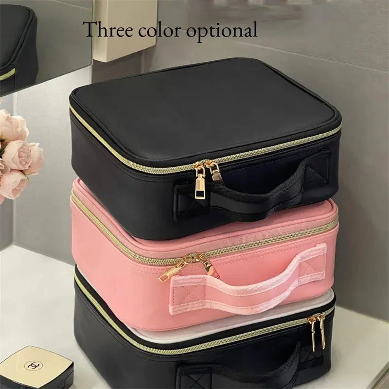 LED Cosmetic Case with Lights and Mirror Cosmetic Bag Large Capacity Premium Feeling Cosmetic Bag Luxury makeup bag Classicenvision