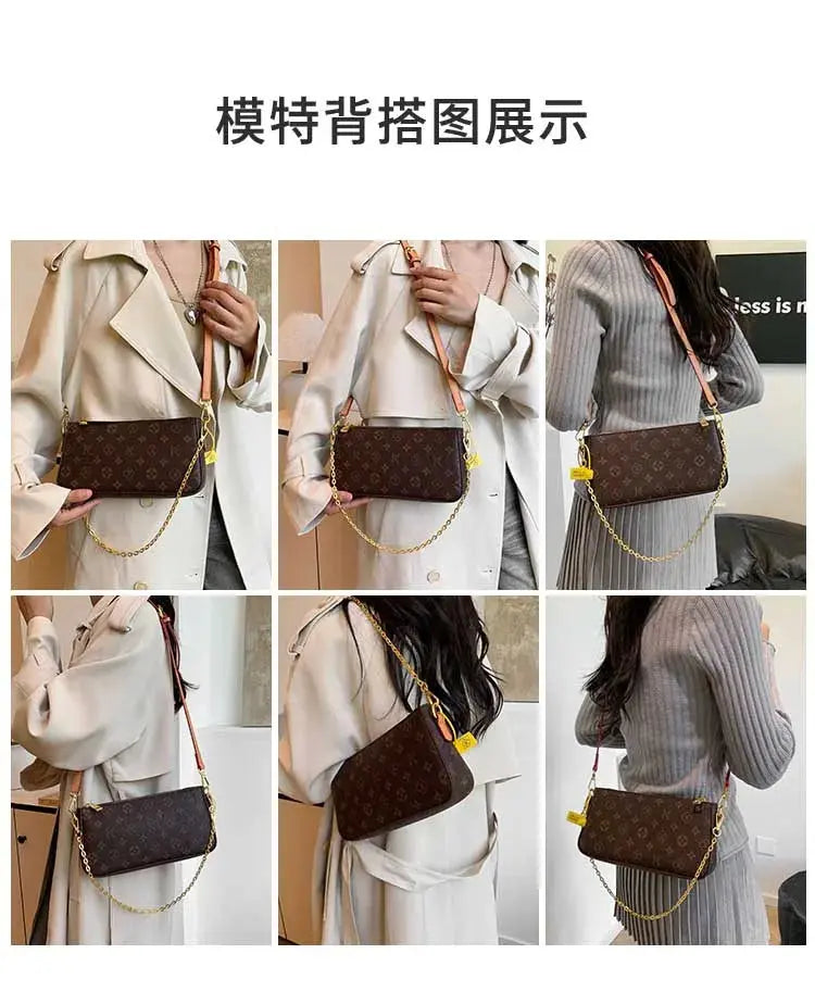 Classic Solid Color Ladies Purses And Handbags Light Luxury Design 2024 Chain Shoulder Bag Letter Element Women's Crossbody Bag Classicenvision