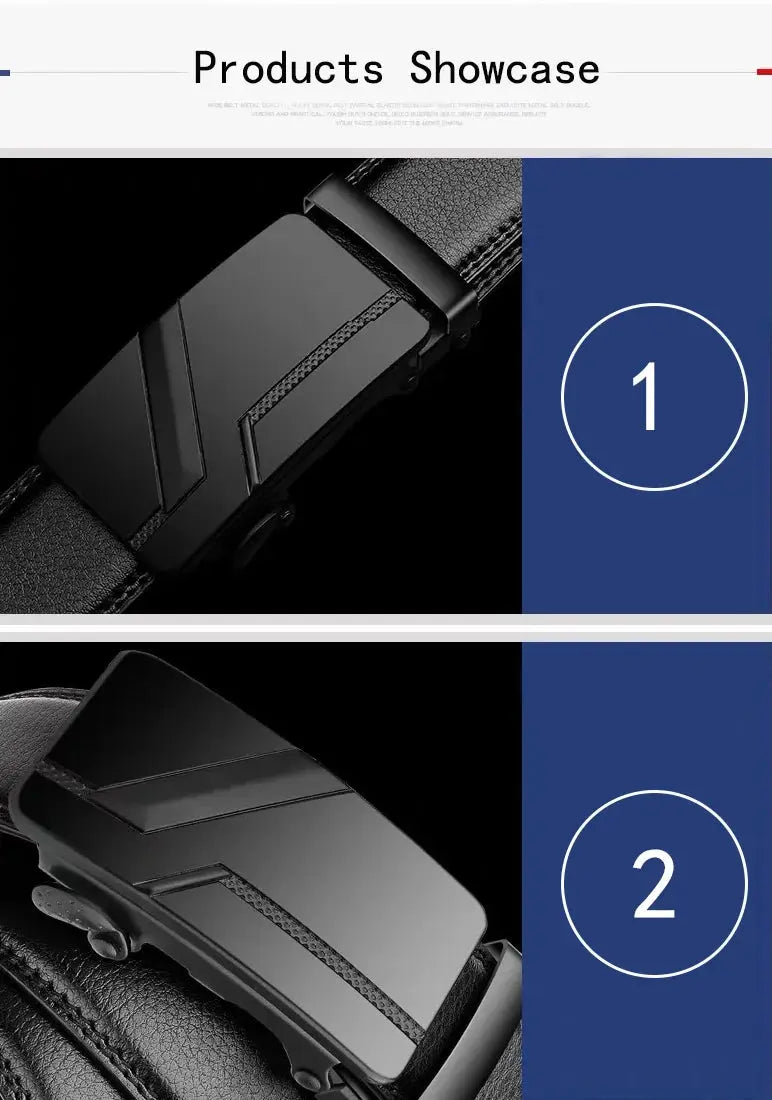 Men's High-Quality Belt 110cm 120cm 130cm Luxury Belt, Black Men's Automatic Buckle Jeans Men's Belt Suit Belt Classicenvision