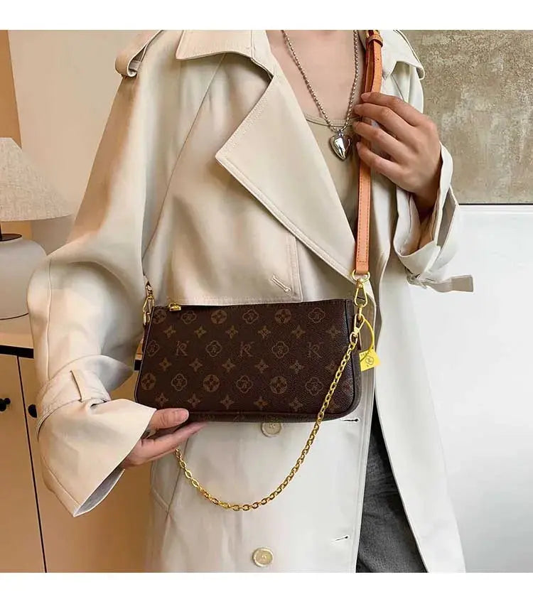 Classic Solid Color Ladies Purses And Handbags Light Luxury Design 2024 Chain Shoulder Bag Letter Element Women's Crossbody Bag Classicenvision