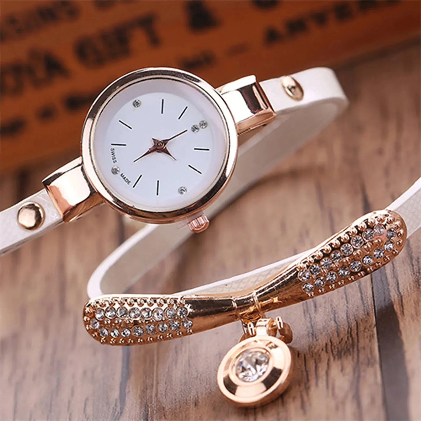 Women watch Fashion Multilayer Rhinestone Round Pendant Quartz Bracelet Wrist Watch montre femme Ladies Dress Watches Gif Classicenvision