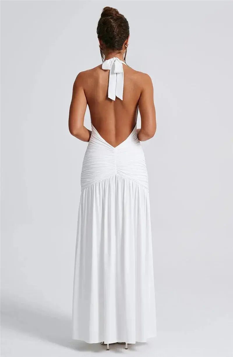 Deep V Neck Backless Maxi Dress - Classicenvision