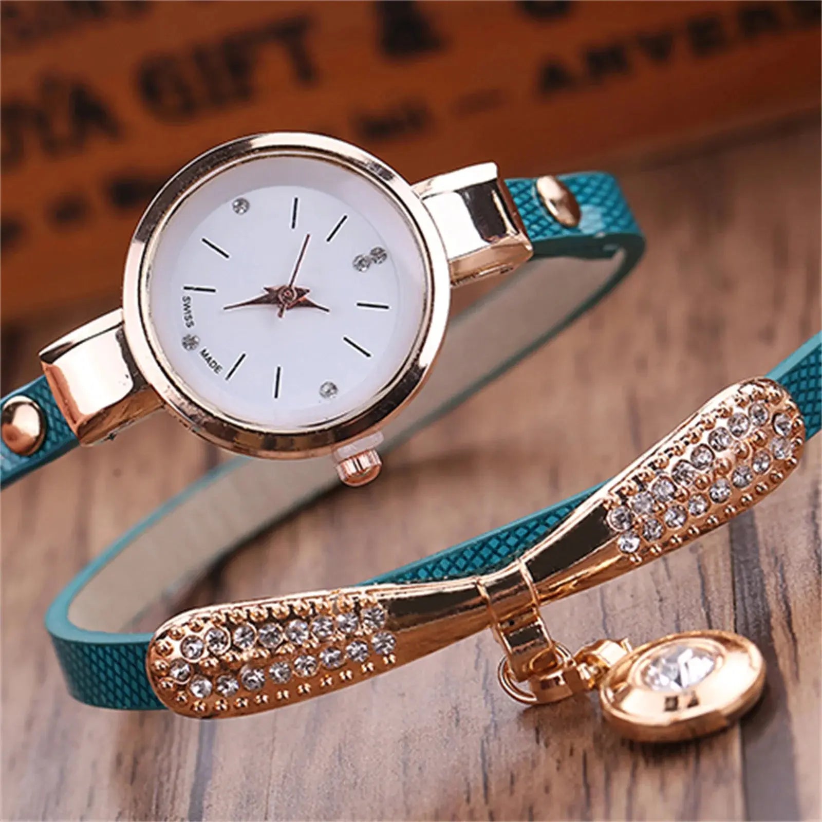 Women watch Fashion Multilayer Rhinestone Round Pendant Quartz Bracelet Wrist Watch montre femme Ladies Dress Watches Gif Classicenvision