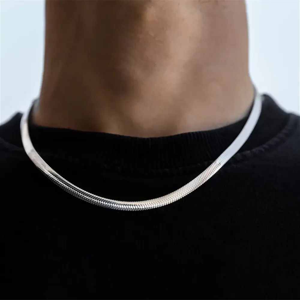 Hip Hop Snake Chain Necklace for Men New Fashion Stainless Steel Silver Color Necklace Jewelry Accessories Party Gift Classicenvision