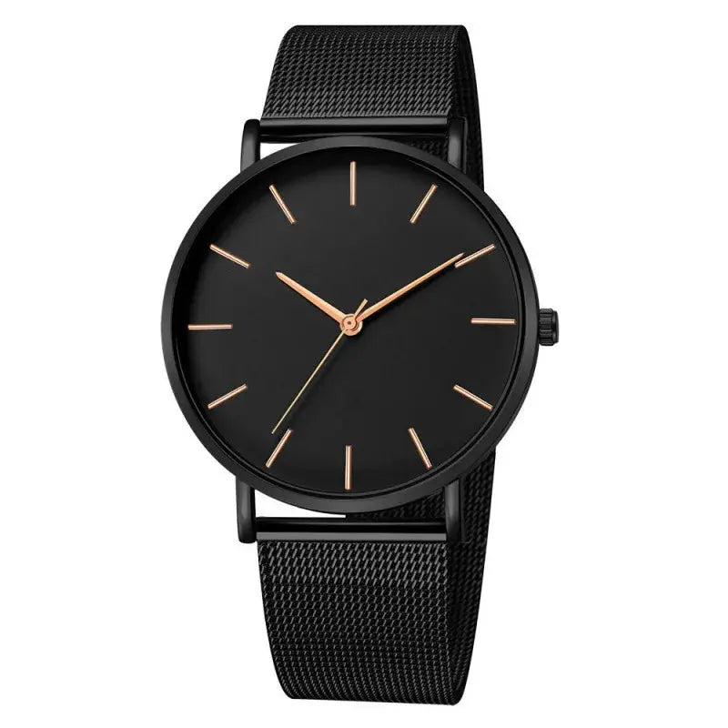 Fashion Ultra Thin Creative Black Stainless Steel Quartz Watches Men Simple Fashion Business Wristwatch Clock Male Relogios Classicenvision