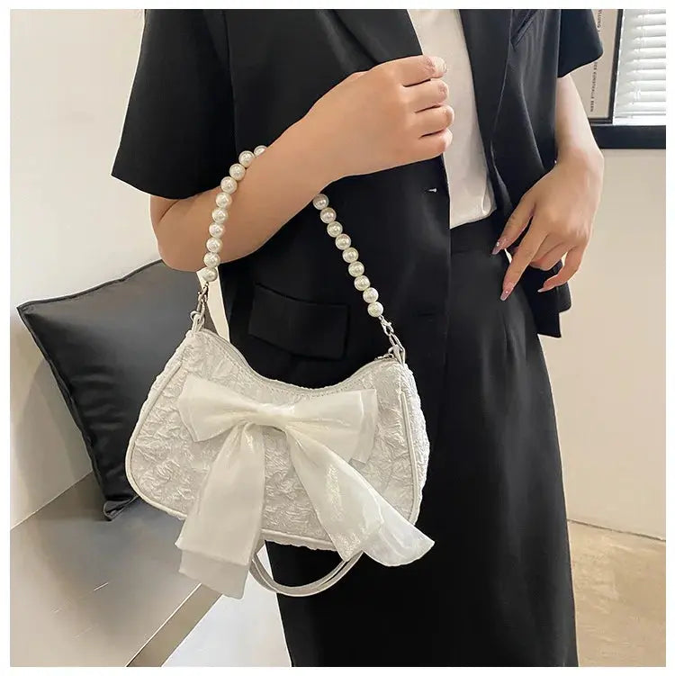 Pearl Female Bag Retro Luxury Designer Handbag Bow Crossbody Bags Fashion Canvas Women's 2023 Trend Shoulder bag Purses Classicenvision