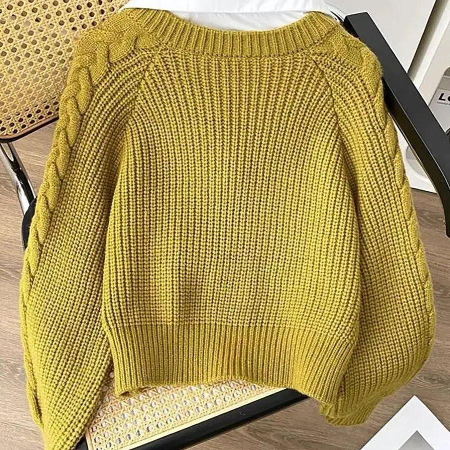 Japanese Lazy Retro Design with Fake Two Sweaters for Autumn and Winter Women's Clothing Classicenvision