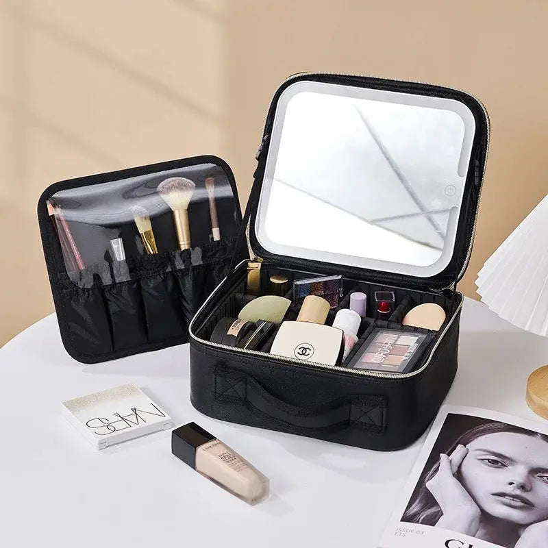 LED Cosmetic Case with Lights and Mirror Cosmetic Bag Large Capacity Premium Feeling Cosmetic Bag Luxury makeup bag Classicenvision