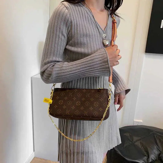 Classic Solid Color Ladies Purses And Handbags Light Luxury Design 2024 Chain Shoulder Bag Letter Element Women's Crossbody Bag Classicenvision