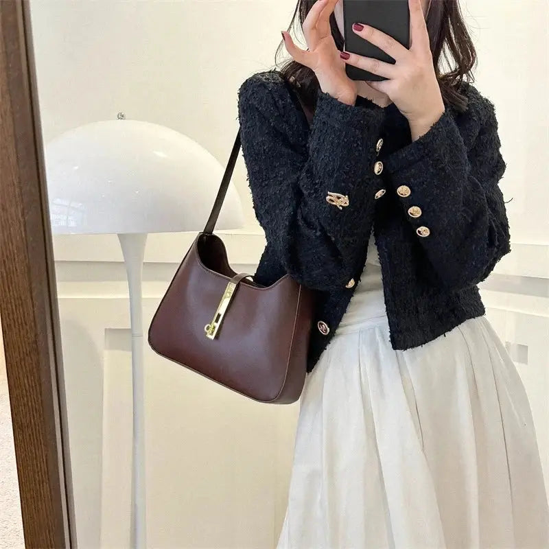 Luxury PU Leather Shoulder Bag for Women Casual Solid Color Design Handbags Brand Purse 2024 Fashion Shopper Clutch Women's Bags Classicenvision