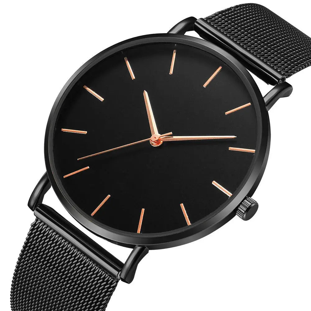 Fashion Ultra Thin Creative Black Stainless Steel Quartz Watches Men Simple Fashion Business Wristwatch Clock Male Relogios Classicenvision