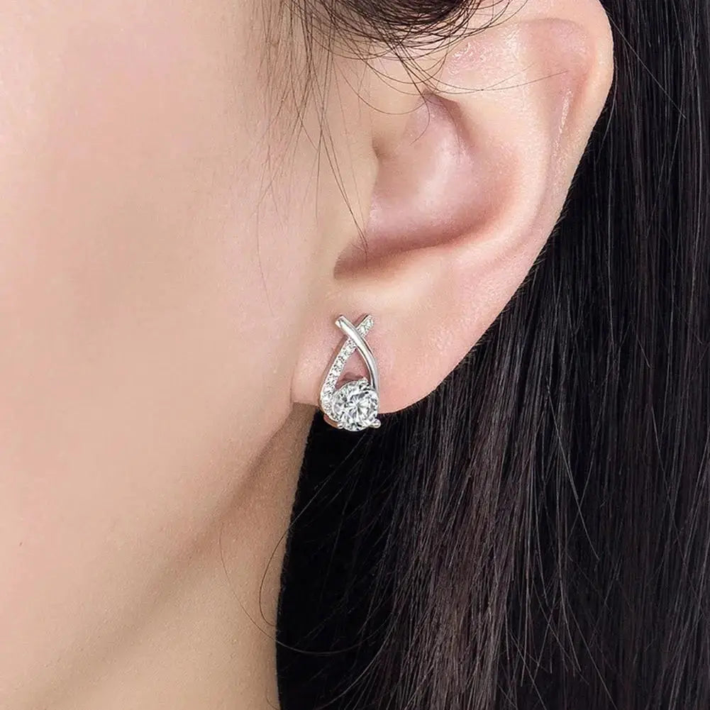 Fashion Cross Stud Earrings For Women Girls Korean Style Elegant Crystal Jewelry Ear Rings Fishtail Lady Earrings Gifts Classicenvision