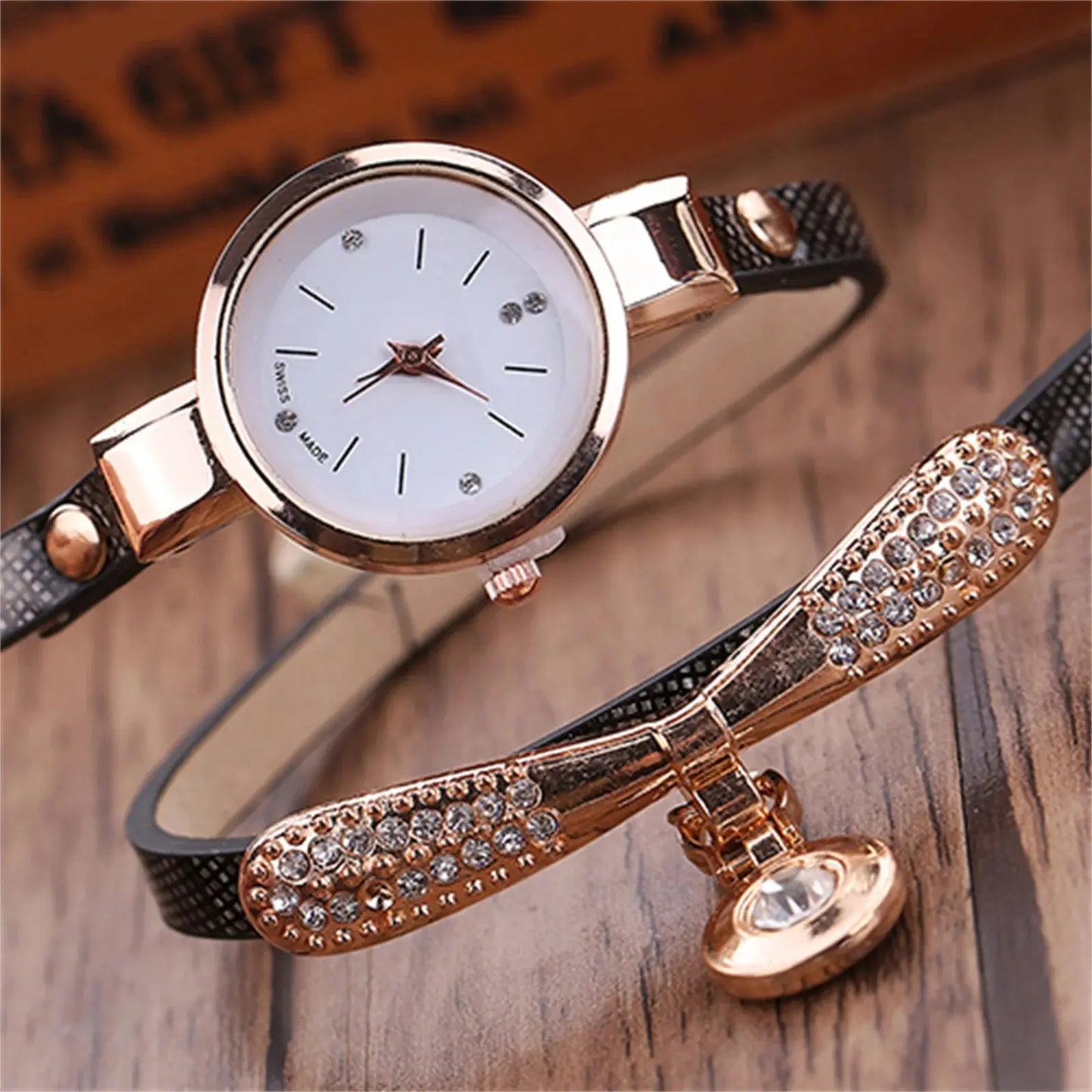 Women watch Fashion Multilayer Rhinestone Round Pendant Quartz Bracelet Wrist Watch montre femme Ladies Dress Watches Gif Classicenvision