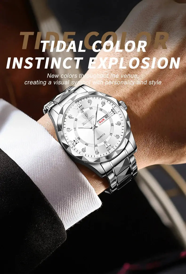 BINBOND Top Brand Luxury Fashion Quartz Watch Men Waterproof Week Date Clock Stainless Steel Sport Watch Men Quartz Wristwatch Classicenvision