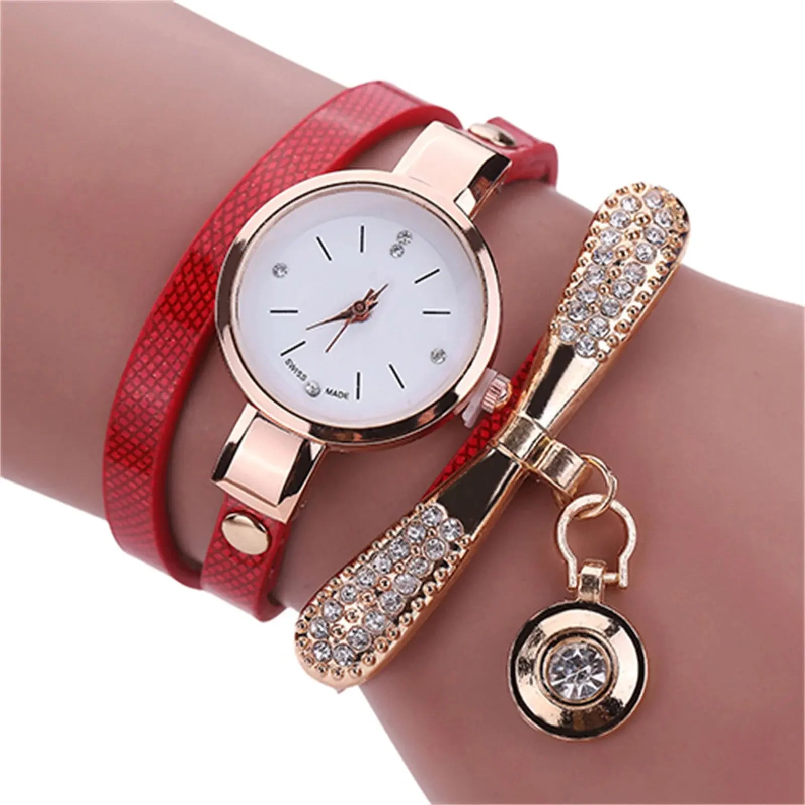 Women watch Fashion Multilayer Rhinestone Round Pendant Quartz Bracelet Wrist Watch montre femme Ladies Dress Watches Gif Classicenvision