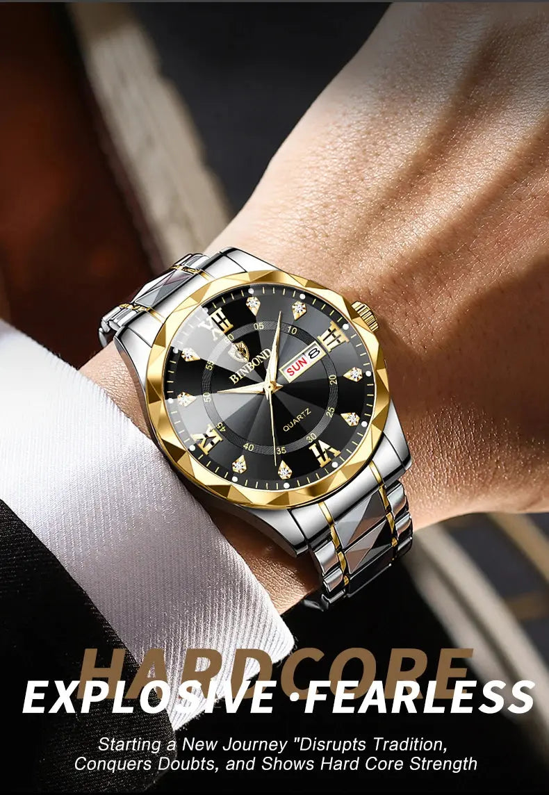 BINBOND Top Brand Luxury Fashion Quartz Watch Men Waterproof Week Date Clock Stainless Steel Sport Watch Men Quartz Wristwatch Classicenvision