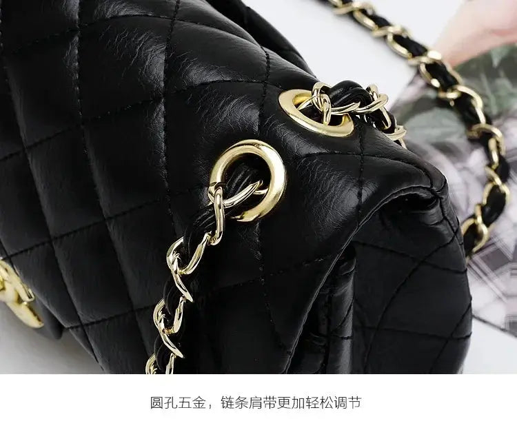 Fashion luxury brand designer cowhide handbag ladies rhombus chain bag leather shoulder messenger bag Classicenvision