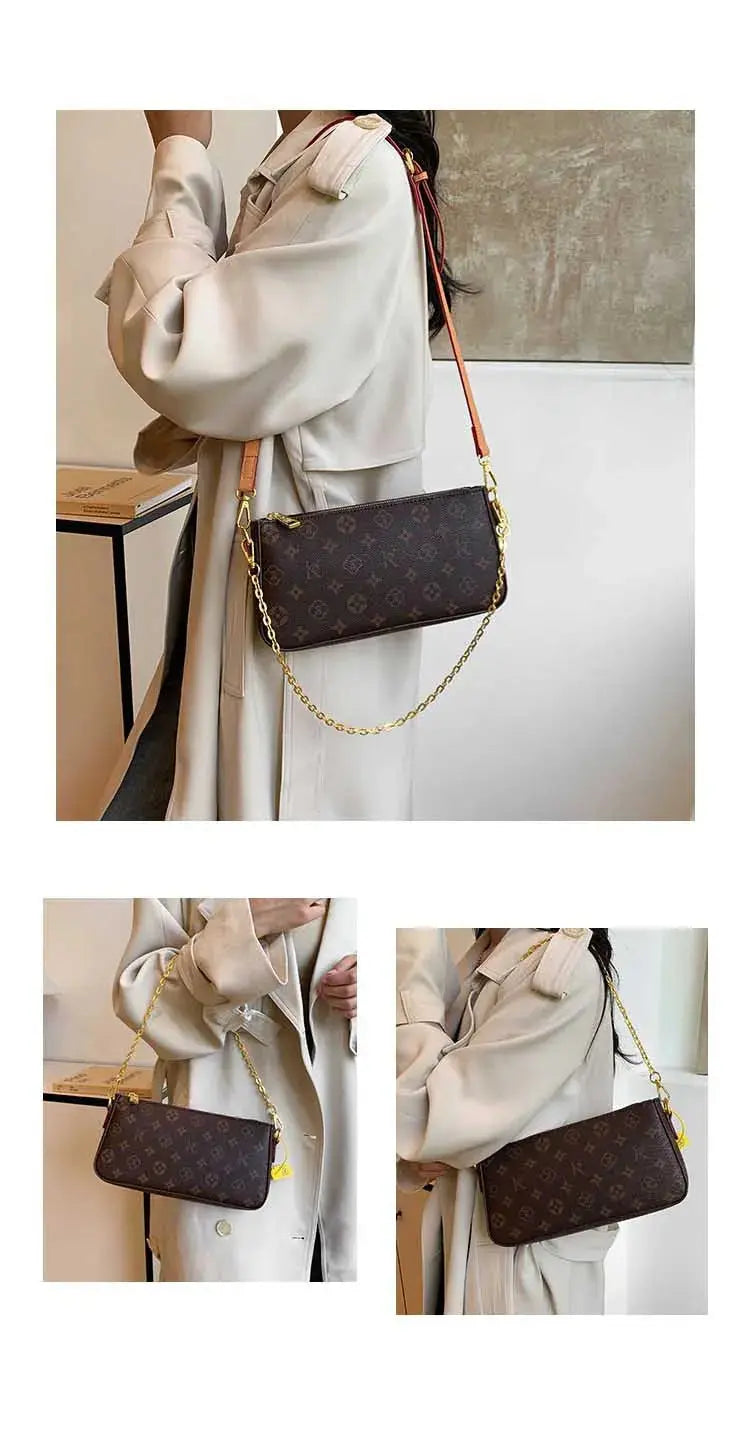 Classic Solid Color Ladies Purses And Handbags Light Luxury Design 2024 Chain Shoulder Bag Letter Element Women's Crossbody Bag Classicenvision