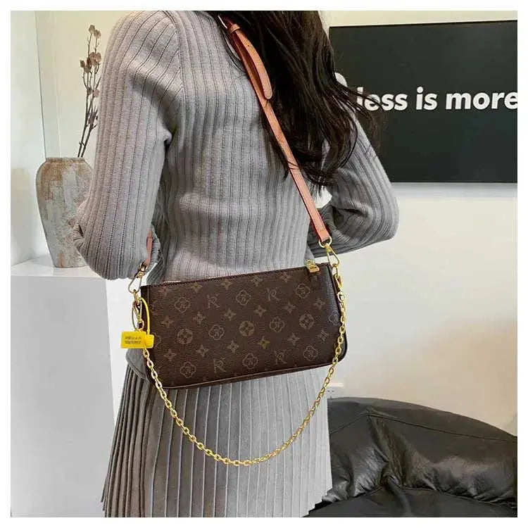 Classic Solid Color Ladies Purses And Handbags Light Luxury Design 2024 Chain Shoulder Bag Letter Element Women's Crossbody Bag Classicenvision