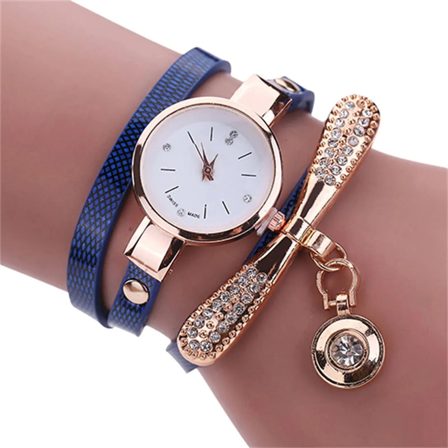 Women watch Fashion Multilayer Rhinestone Round Pendant Quartz Bracelet Wrist Watch montre femme Ladies Dress Watches Gif Classicenvision