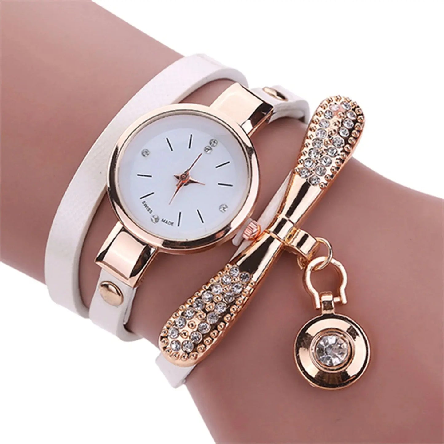 Women watch Fashion Multilayer Rhinestone Round Pendant Quartz Bracelet Wrist Watch montre femme Ladies Dress Watches Gif Classicenvision