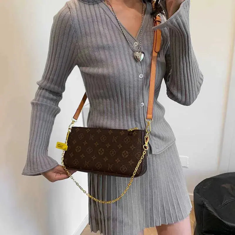 Classic Solid Color Ladies Purses And Handbags Light Luxury Design 2024 Chain Shoulder Bag Letter Element Women's Crossbody Bag Classicenvision