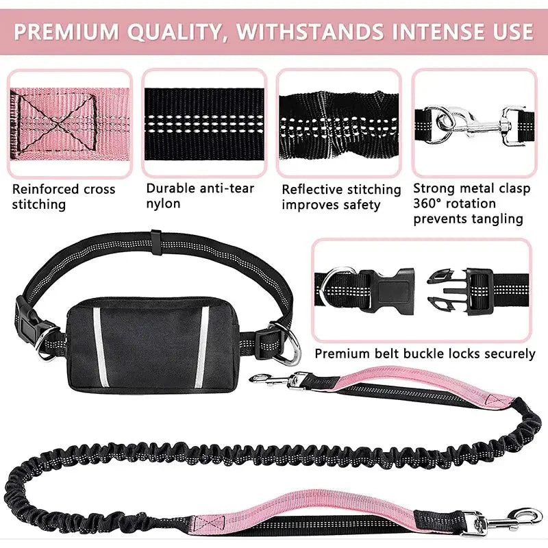 Hand Free Dog Leash for Pet Walking Running Jogging Adjustable Dog leash Waist Belt Chest Strap Traction Rope Dog Accessories Classicenvision