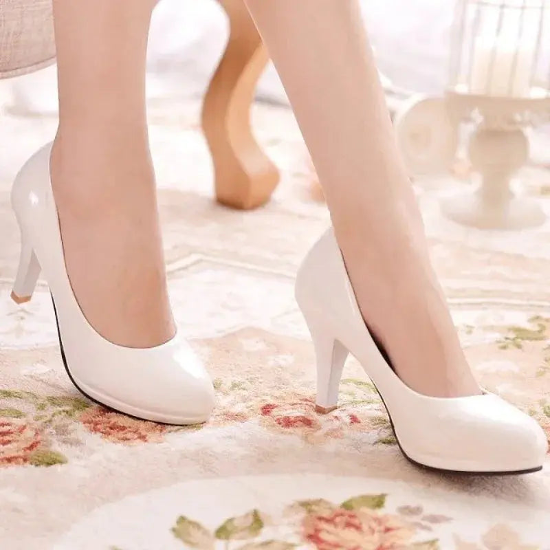 2024 High Heels Shoes Women White Wedding Shoes Thick High Heels Fashion Party Pumps Footwear Yellow Red Big Size 35-41 Classicenvision