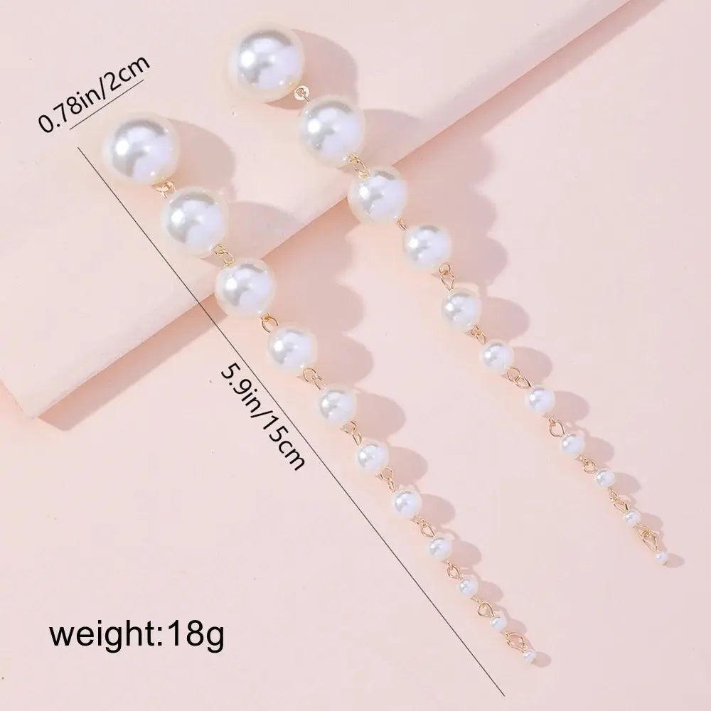 Long Dangling Earrings Women 2024 Trend Elegant Imitation Pearl Tassel Earrings Wedding Party Jewelry Accessories Classicenvision