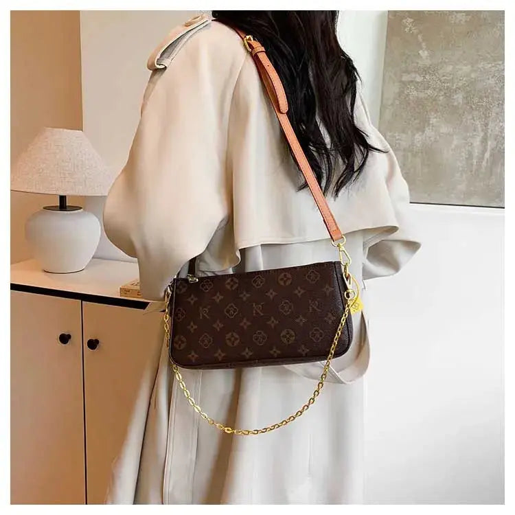 Classic Solid Color Ladies Purses And Handbags Light Luxury Design 2024 Chain Shoulder Bag Letter Element Women's Crossbody Bag Classicenvision