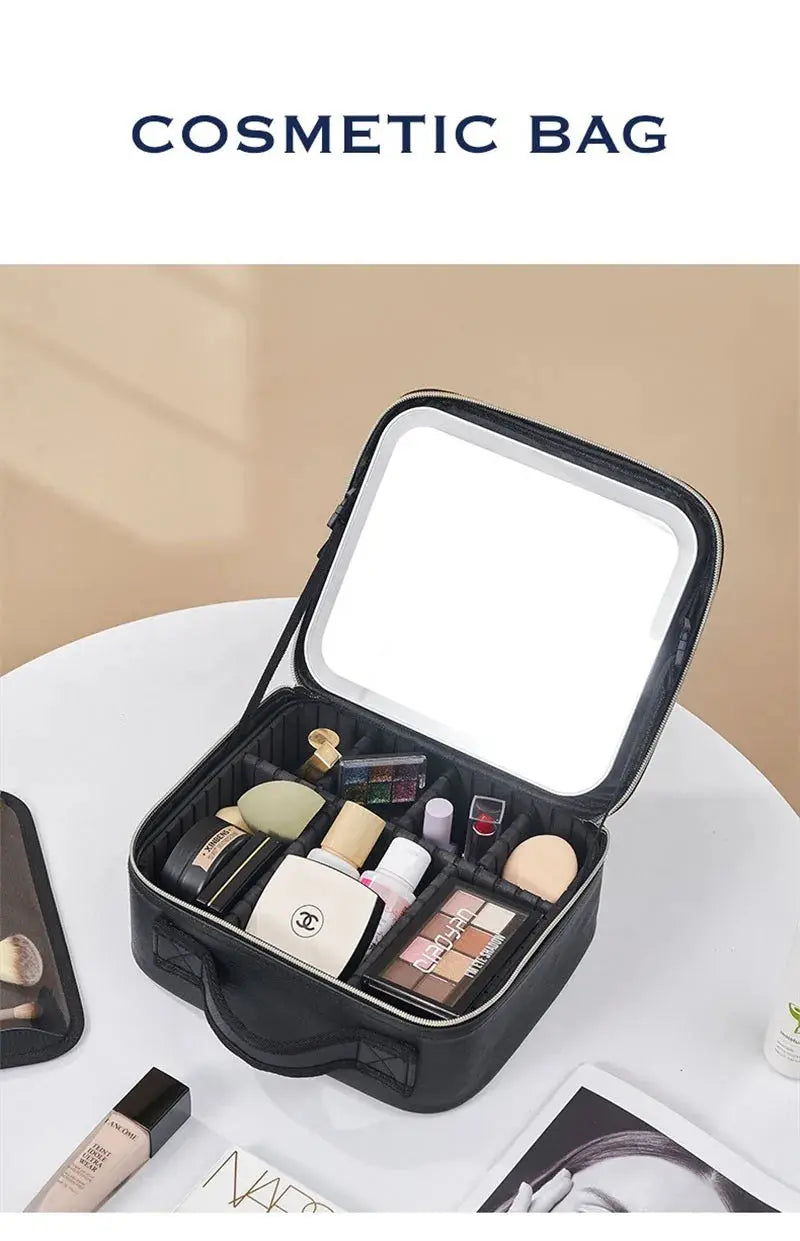 LED Cosmetic Case with Lights and Mirror Cosmetic Bag Large Capacity Premium Feeling Cosmetic Bag Luxury makeup bag Classicenvision