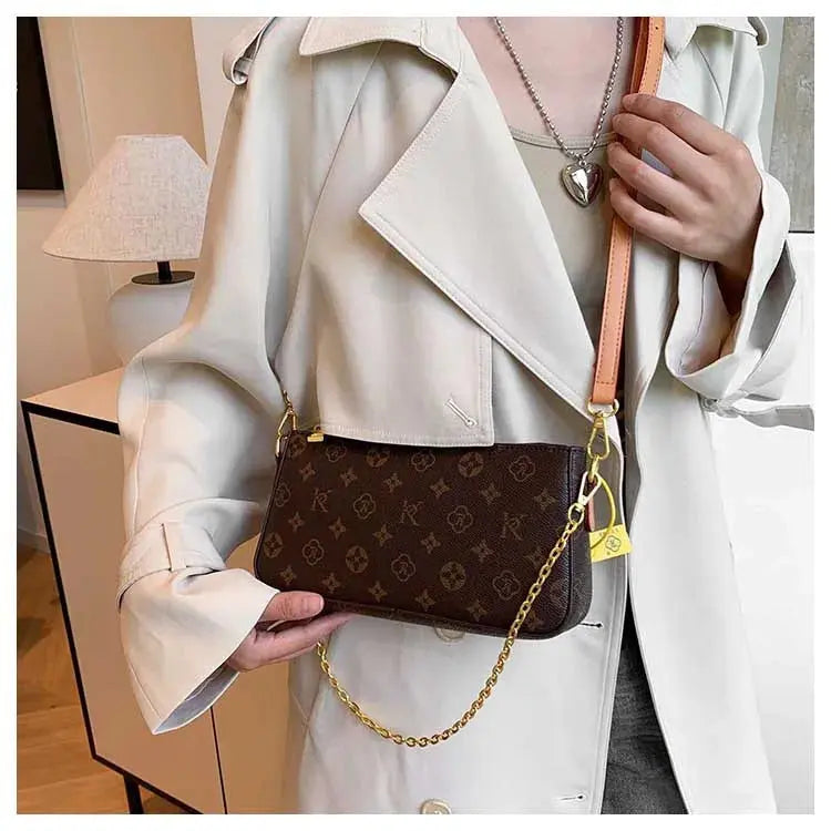 Classic Solid Color Ladies Purses And Handbags Light Luxury Design 2024 Chain Shoulder Bag Letter Element Women's Crossbody Bag Classicenvision