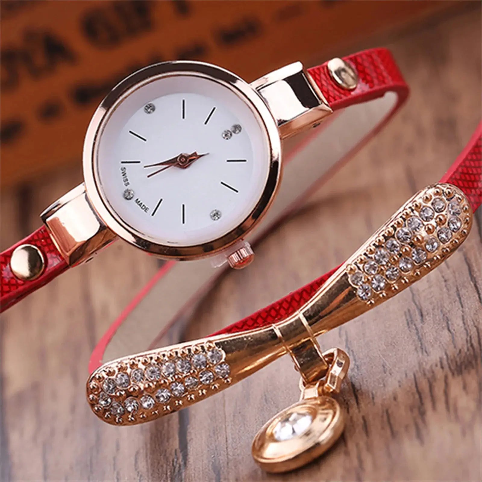 Women watch Fashion Multilayer Rhinestone Round Pendant Quartz Bracelet Wrist Watch montre femme Ladies Dress Watches Gif Classicenvision