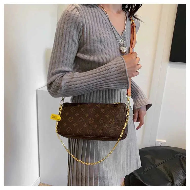 Classic Solid Color Ladies Purses And Handbags Light Luxury Design 2024 Chain Shoulder Bag Letter Element Women's Crossbody Bag Classicenvision