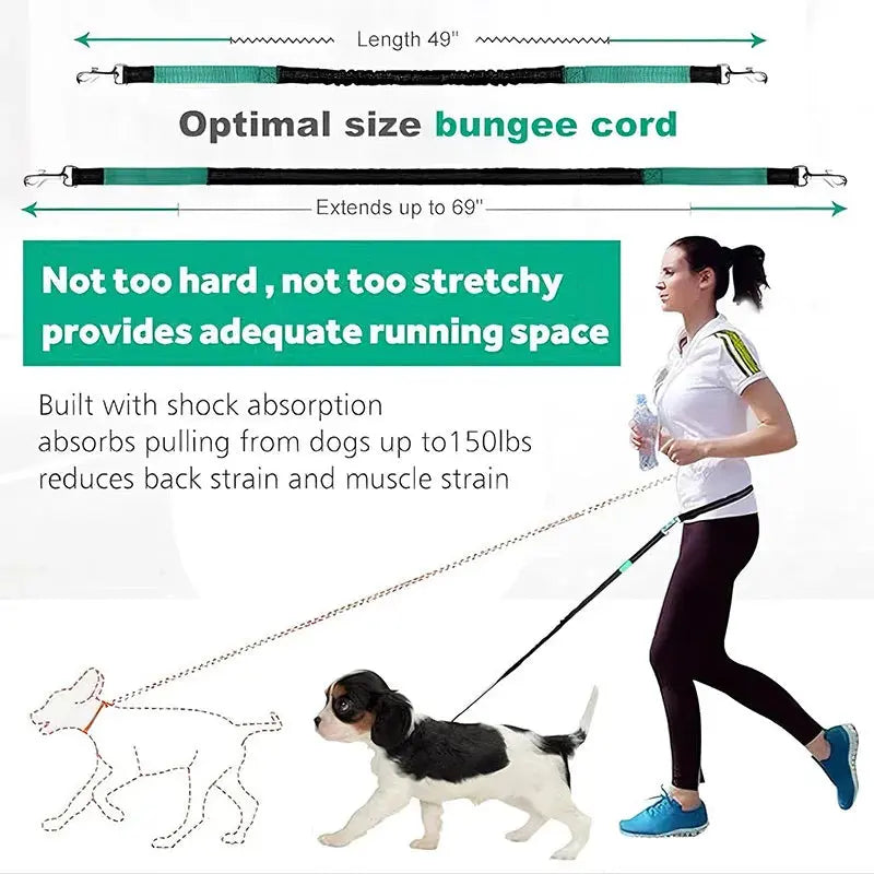 Hand Free Dog Leash for Pet Walking Running Jogging Adjustable Dog leash Waist Belt Chest Strap Traction Rope Dog Accessories Classicenvision