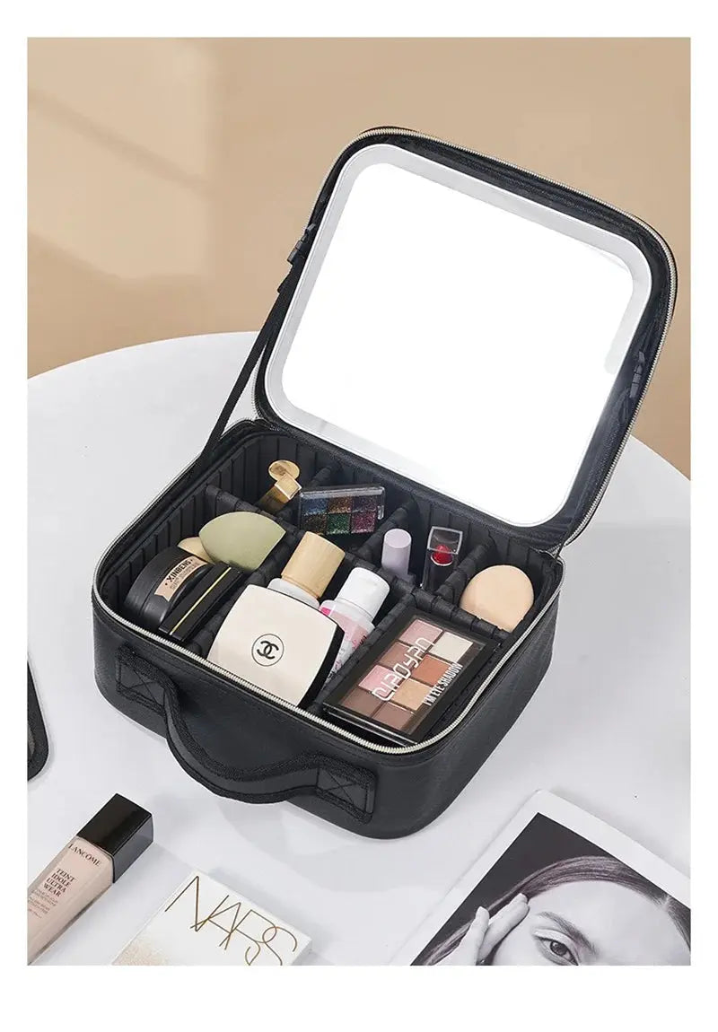 LED Cosmetic Case with Lights and Mirror Cosmetic Bag Large Capacity Premium Feeling Cosmetic Bag Luxury makeup bag Classicenvision