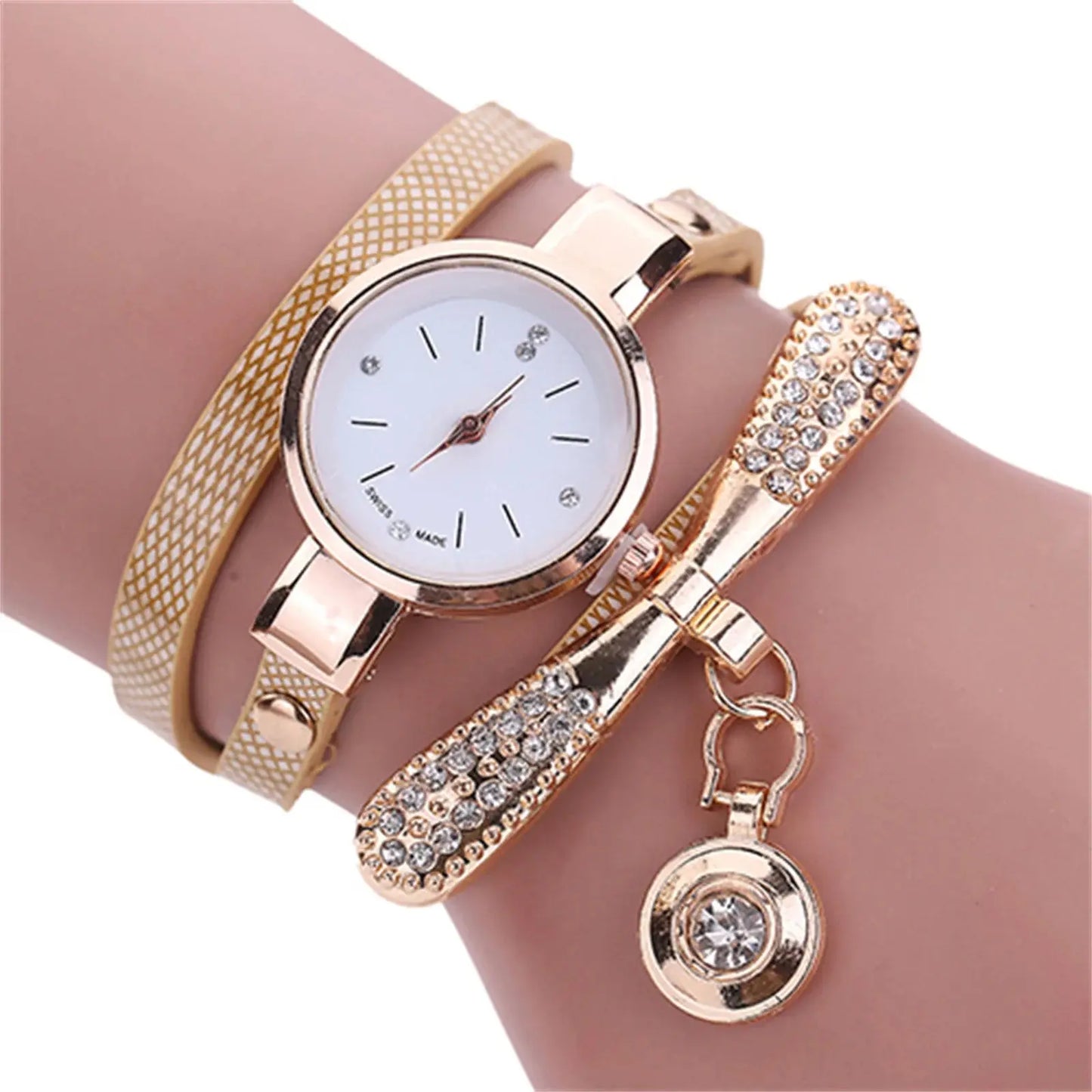 Women watch Fashion Multilayer Rhinestone Round Pendant Quartz Bracelet Wrist Watch montre femme Ladies Dress Watches Gif Classicenvision