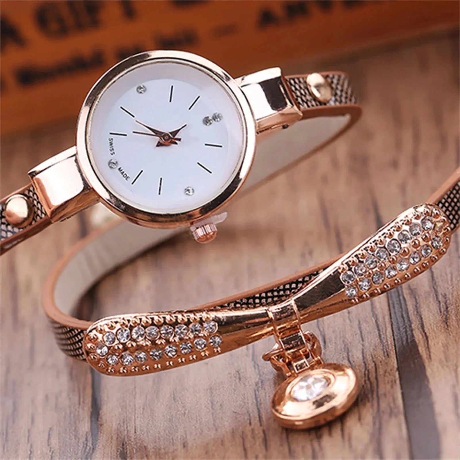 Women watch Fashion Multilayer Rhinestone Round Pendant Quartz Bracelet Wrist Watch montre femme Ladies Dress Watches Gif Classicenvision