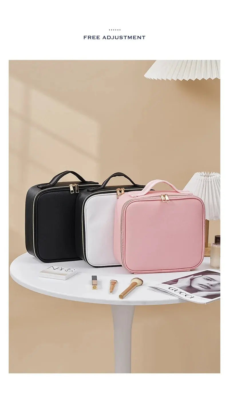 LED Cosmetic Case with Lights and Mirror Cosmetic Bag Large Capacity Premium Feeling Cosmetic Bag Luxury makeup bag Classicenvision