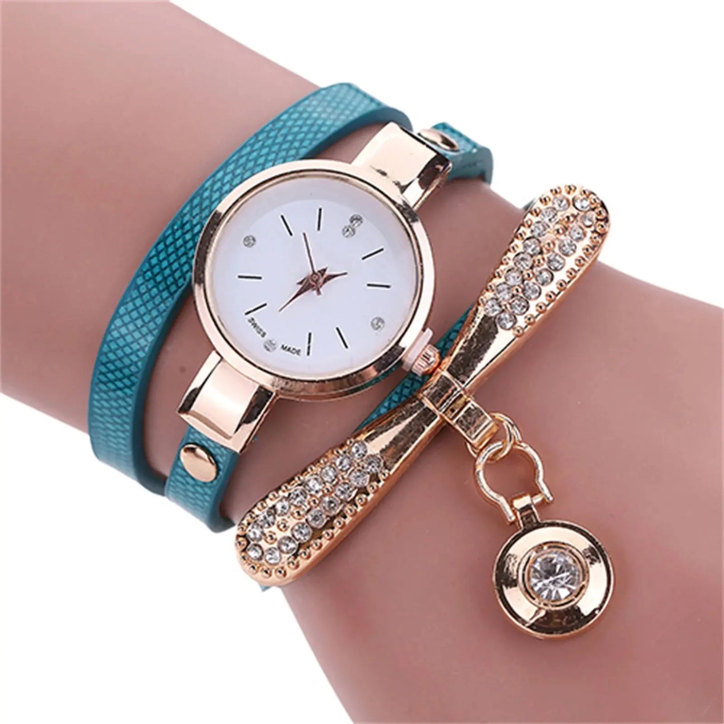 Women watch Fashion Multilayer Rhinestone Round Pendant Quartz Bracelet Wrist Watch montre femme Ladies Dress Watches Gif Classicenvision