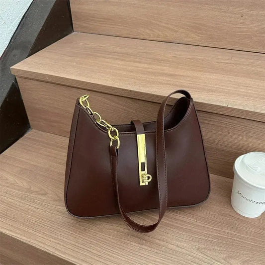 Luxury PU Leather Shoulder Bag for Women Casual Solid Color Design Handbags Brand Purse 2024 Fashion Shopper Clutch Women's Bags Classicenvision