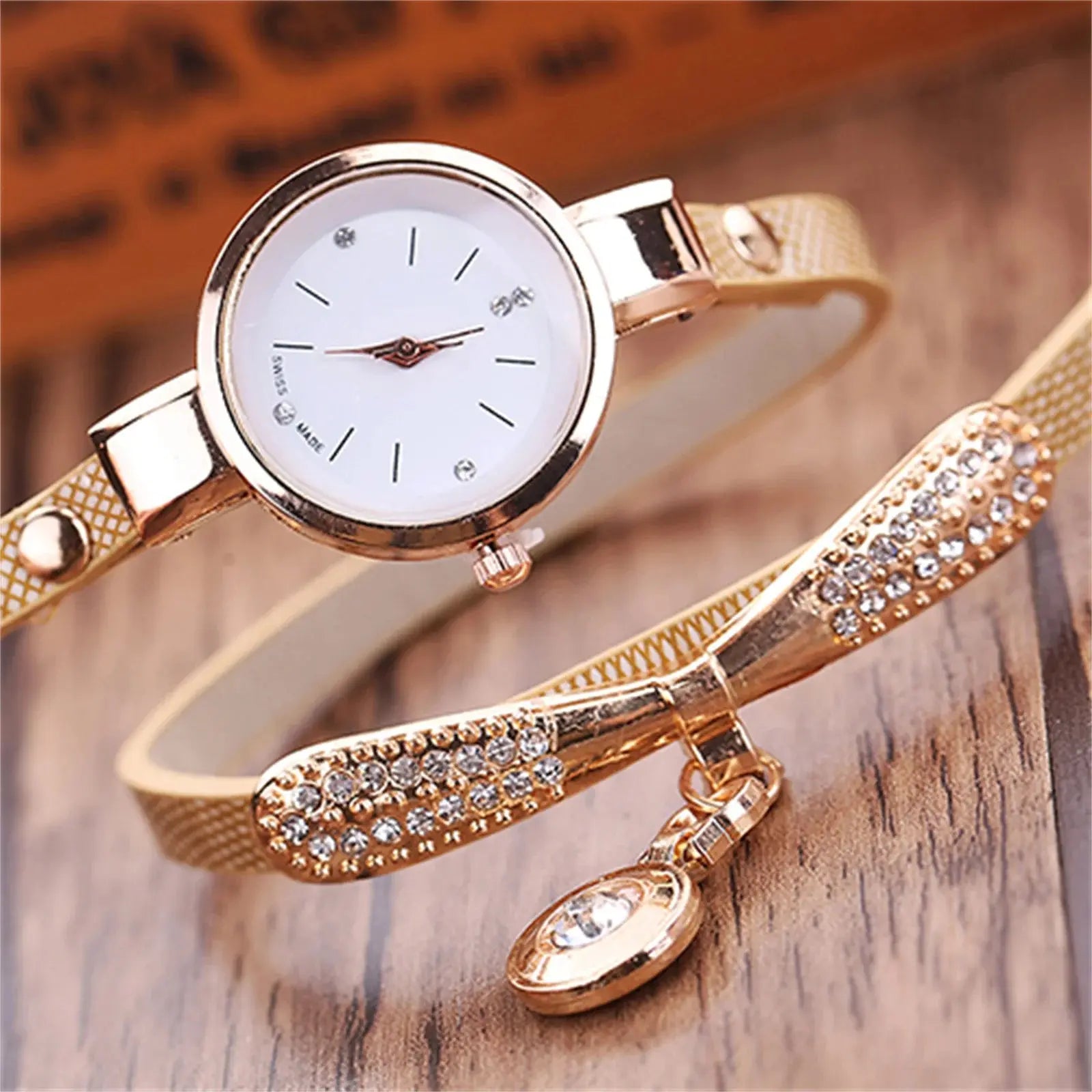 Women watch Fashion Multilayer Rhinestone Round Pendant Quartz Bracelet Wrist Watch montre femme Ladies Dress Watches Gif Classicenvision